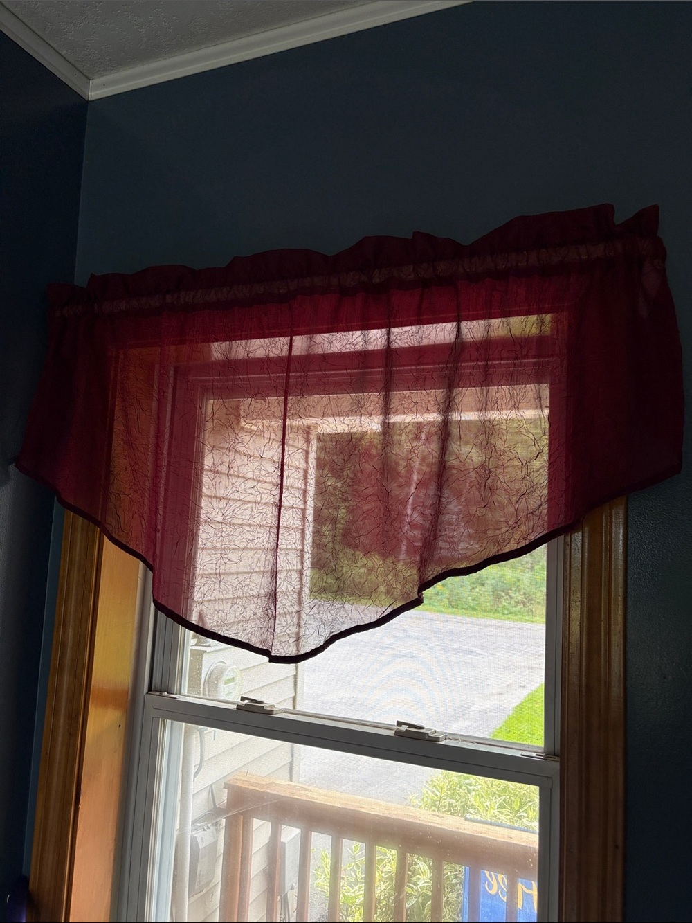 Sheer Burgundy Window Valance - Unbranded